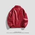 thumbnail image 6 of IYTR Men's PU Leather Jacket Baseball Jacket Zipper Stand Collar Long Sleeve Outwear Black Large Size Red L, 6 of 6