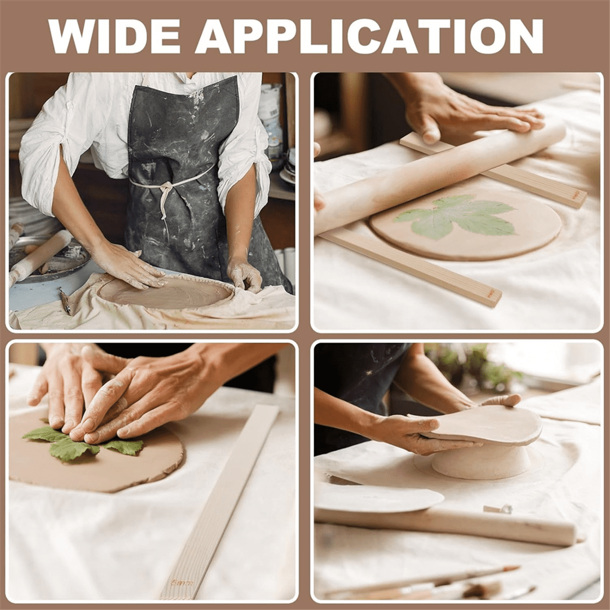 30 Piece Pottery Teaching Rolling Clay Sticks Wooden Clay Roller Guide Clay Tools Wooden Rolling Pin Guide Stick Set