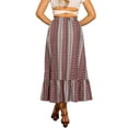 thumbnail image 3 of INSPIRE CHIC Women's Summer Boho Elastic High Waist A-Line Spring Printed Midi Skirt M Dark Red, 3 of 6
