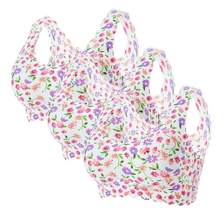 

HGWXX7 Plus Size Bra 3PC Womens Plus-Size Print Unblemished With Ice Silk Floral Bra Underwear