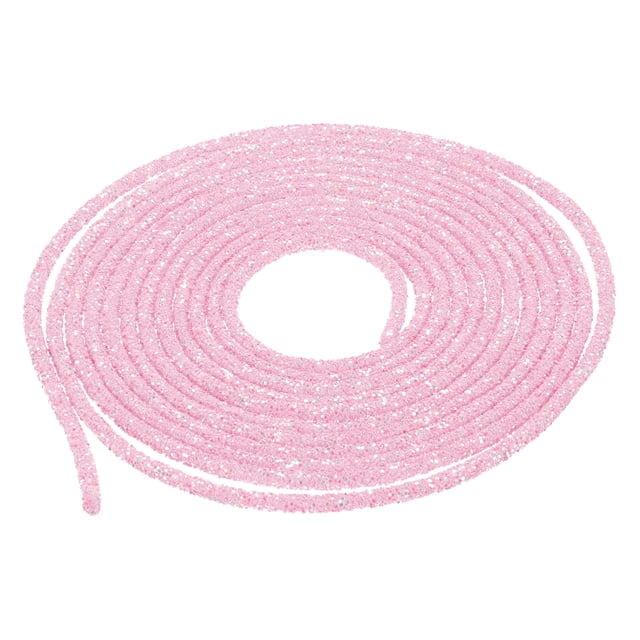Uxcell 5 Yard 7mm Glitter Sequins Rope Sequins Rhinestone Tube Cord for DIY Clothing Jewelry Pink