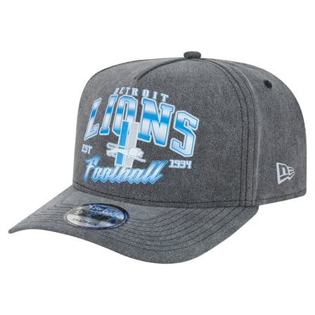 Men's-New Era Black Detroit Lions Throwback Washed A-Frame 9FIFTY Snapback Hat