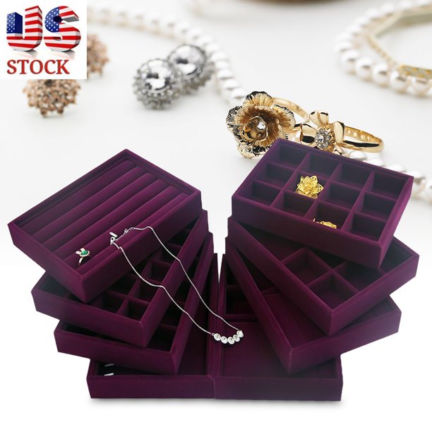 KUDOSALE 4 Styles TRUE LOVE Purple Velvet Earring Organizer Tray