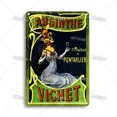 thumbnail image 3 of Cartel de hojalata de absenta desgastada, placa decorativa de metal oxidado con champán, decoración industrial para el hogar, cafetería, cueva de hombre, 3 of 5