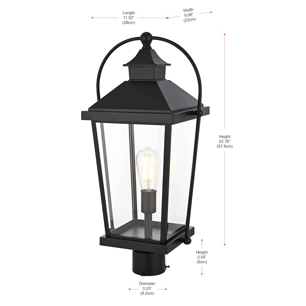Elegant Lighting Luz 23 inch Outdoor Post light in Black