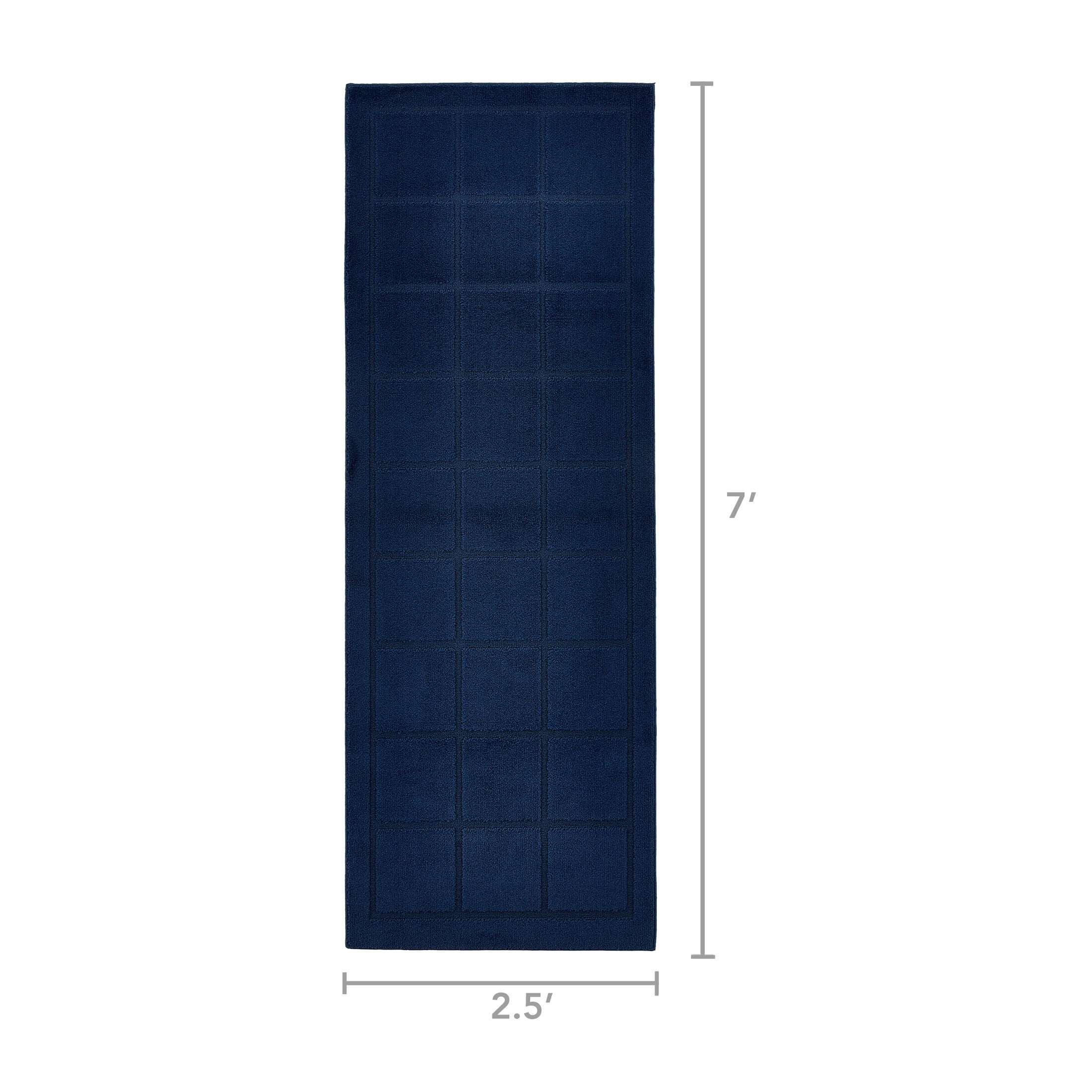 Mainstays Solid High Low Tufted Grid Navy Blue Indoor Runner Rug, 2'6" x 7'