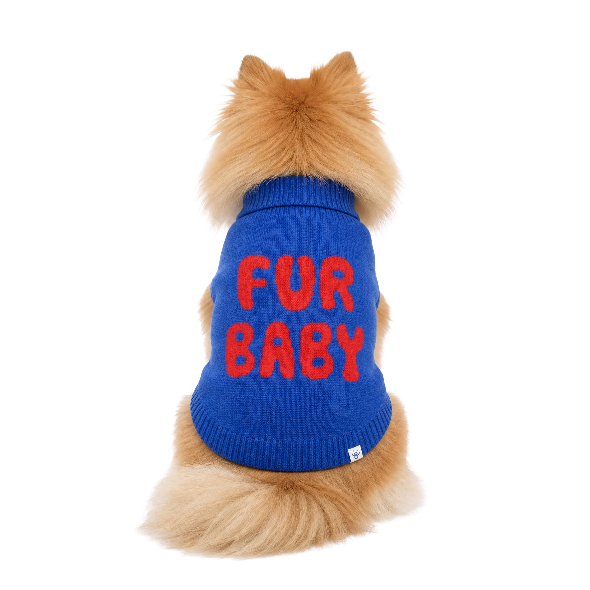 Oodles Fur Baby Fall Turtle Neck Dog Sweater, Blue, Small