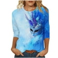 thumbnail image 2 of SOOMLON Mardi Gras Shirts Women Tuesday Shirts Carnival Themed Party 3/4 Sleeve Outfits Funny Mask Graphic Tshirts Tunic Crewneck Tops New Orleans Holiday Blouses 2025 Blue XL, 2 of 5