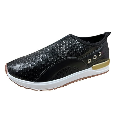 

Mackneog womens flat dress shoes Fashion Autumn Women Sneakers Flat Lightweight Comfortable Slip On Solid Color Pattern Casual Style PU womens winter shoes women casual shoes