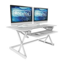 Rocelco 40" Large Height Adjustable Standing Desk Converter - White