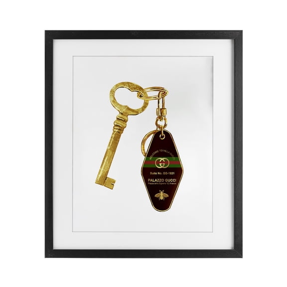Luxury Hotel Key Black Framed Print Under Glass, design by Ziwei Li
