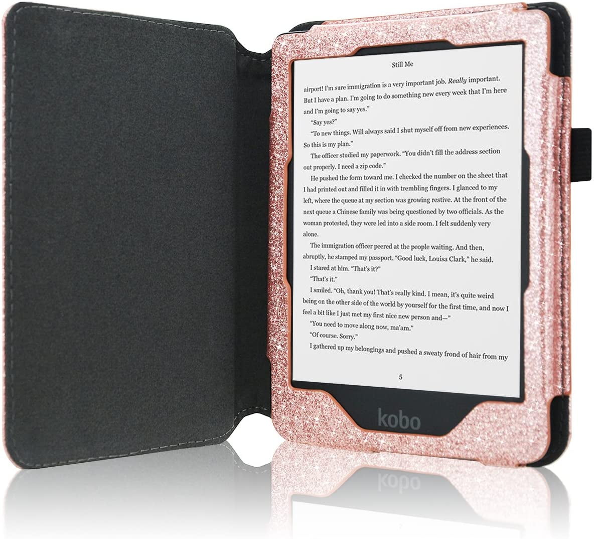 Glitter Rose Gold Support Strap Folio Smart Cover Leather Case with Auto Sleep Wake Feature for All New and Previous Kindle Paperwhite Models ACdream Kindle Paperwhite Case 2018 