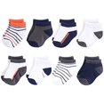 thumbnail image 1 of No Show Socks, 8 Pack, Orange and Charcoal, 6-12 Months, 1 of 1