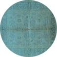 thumbnail image 1 of Ahgly Company Indoor Round Oriental Light Blue Industrial Area Rugs, 4' Round, 1 of 4