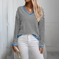 thumbnail image 5 of Utoimkio Fall Sweaters for Women V Neck Striped Cute Winter Pullover Sweaters for Women, 5 of 6