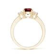 thumbnail image 3 of ANGARA Lab Grown 1 Ct Classic Three Stone Ruby and Lab Diamond Ring for Women in 14K Yellow Gold (Size-6mm) | July Birthstone, Birthday, Anniversary, Jewelry Gift for Women | Lab-Grown Ruby Ring, 3 of 9