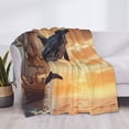thumbnail image 3 of Honeii Sailing Dancing Dolphin print throw blanket, crafted from cozy cotton flannel, offers versatile home decor as a bedding suitable for all seasons.-60"x50", 3 of 6