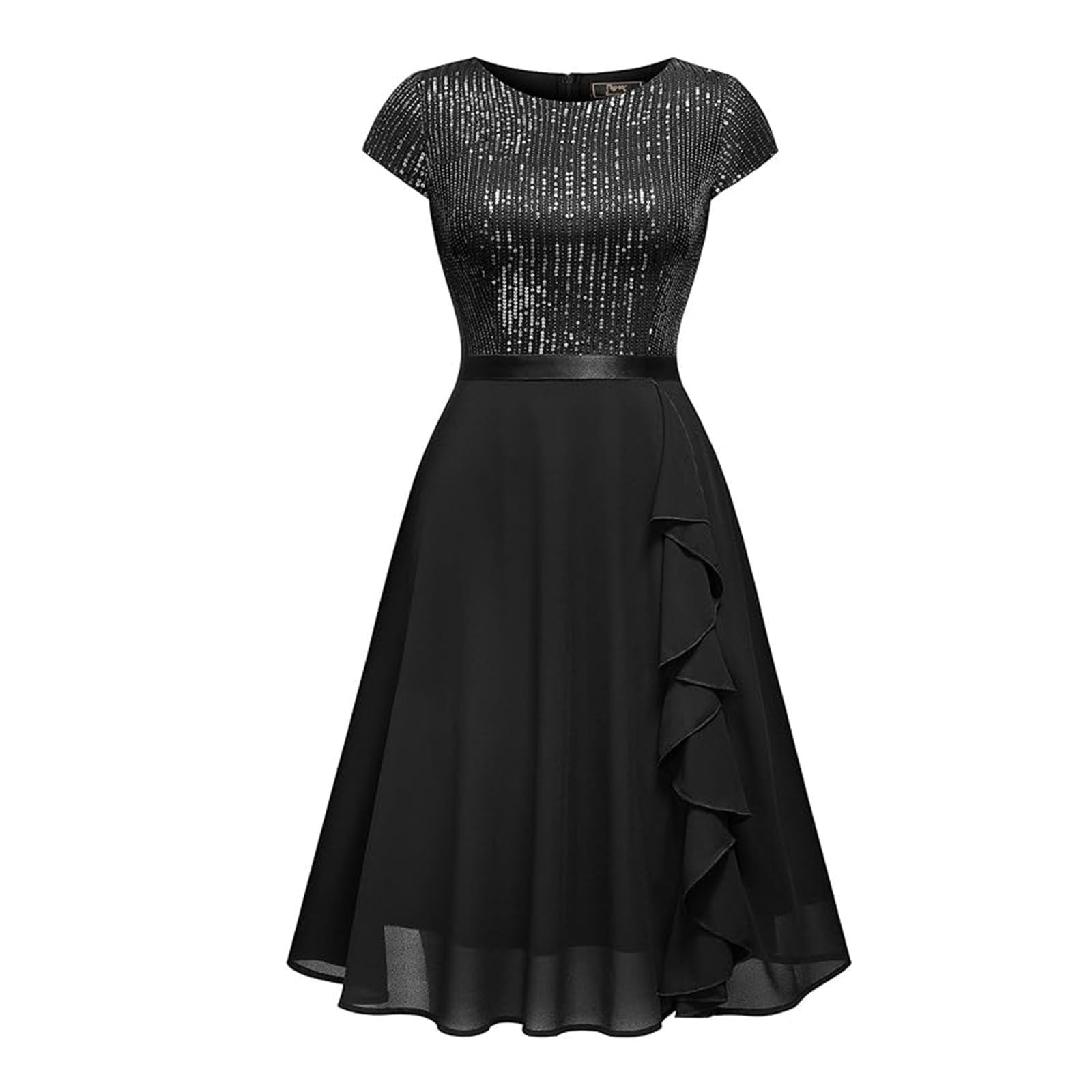 Women's Sequin Glitter Cocktail Dress Elegant Formal Party Gown for Wedding  Guest Polyester Solid Sparkly Midi Dress with Comfort Fit Spring Summer  Winter Occasion - Walmart.com