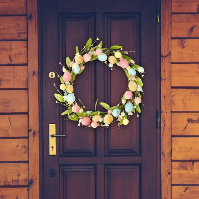 Corona de huevos de Pascua, guirnalda de puerta de Pascua, guirnaldas colgantes, corona de puerta de Pascua, corona de primavera de Pascua para patio,