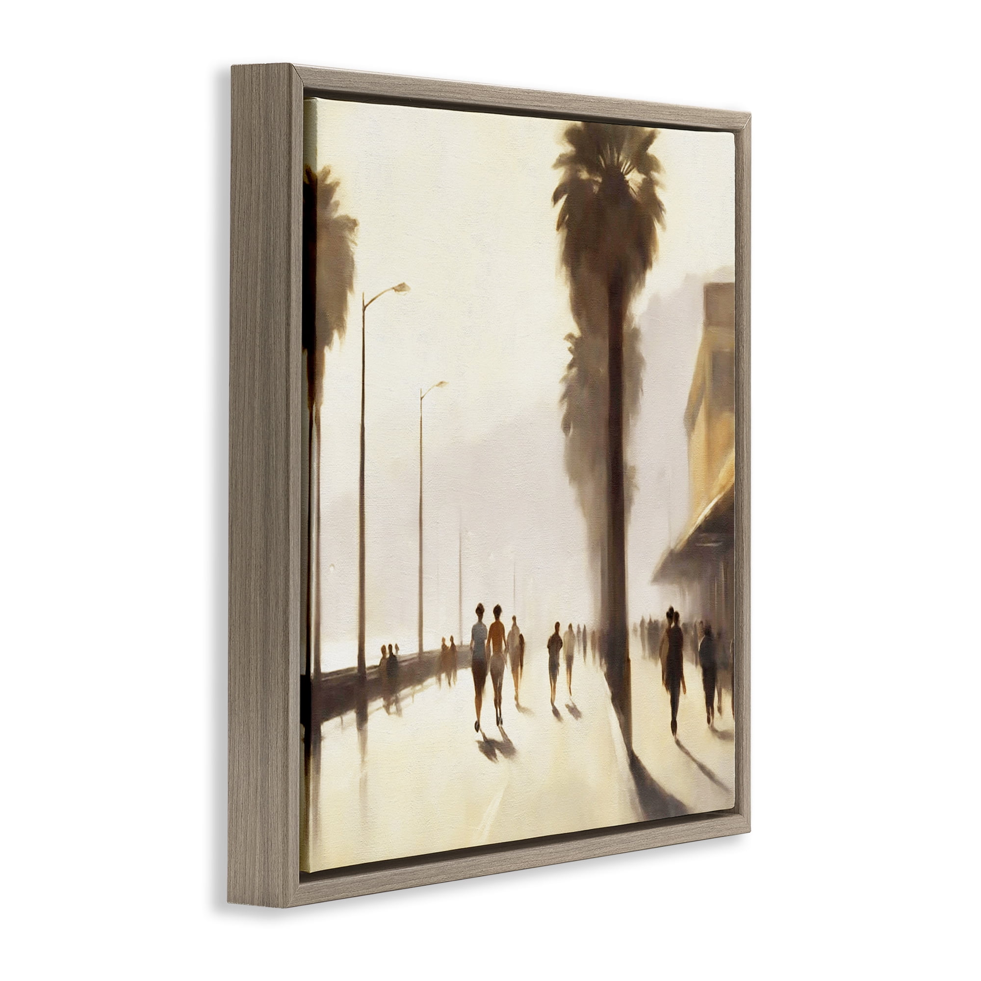 Stupell Industries Sunset Runners Tropical Landscape & Nature Painting Brown Floater Framed Canvas Art Print Wall Art, 25 x 25