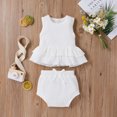 thumbnail image 3 of LMTODLFG Baby Girl Clothes Baby Girls Sleeveless Ruffle Solid Tops+Shorts Outfits Clothes Baby Girls' Clothing White 6-9 Months, 3 of 9
