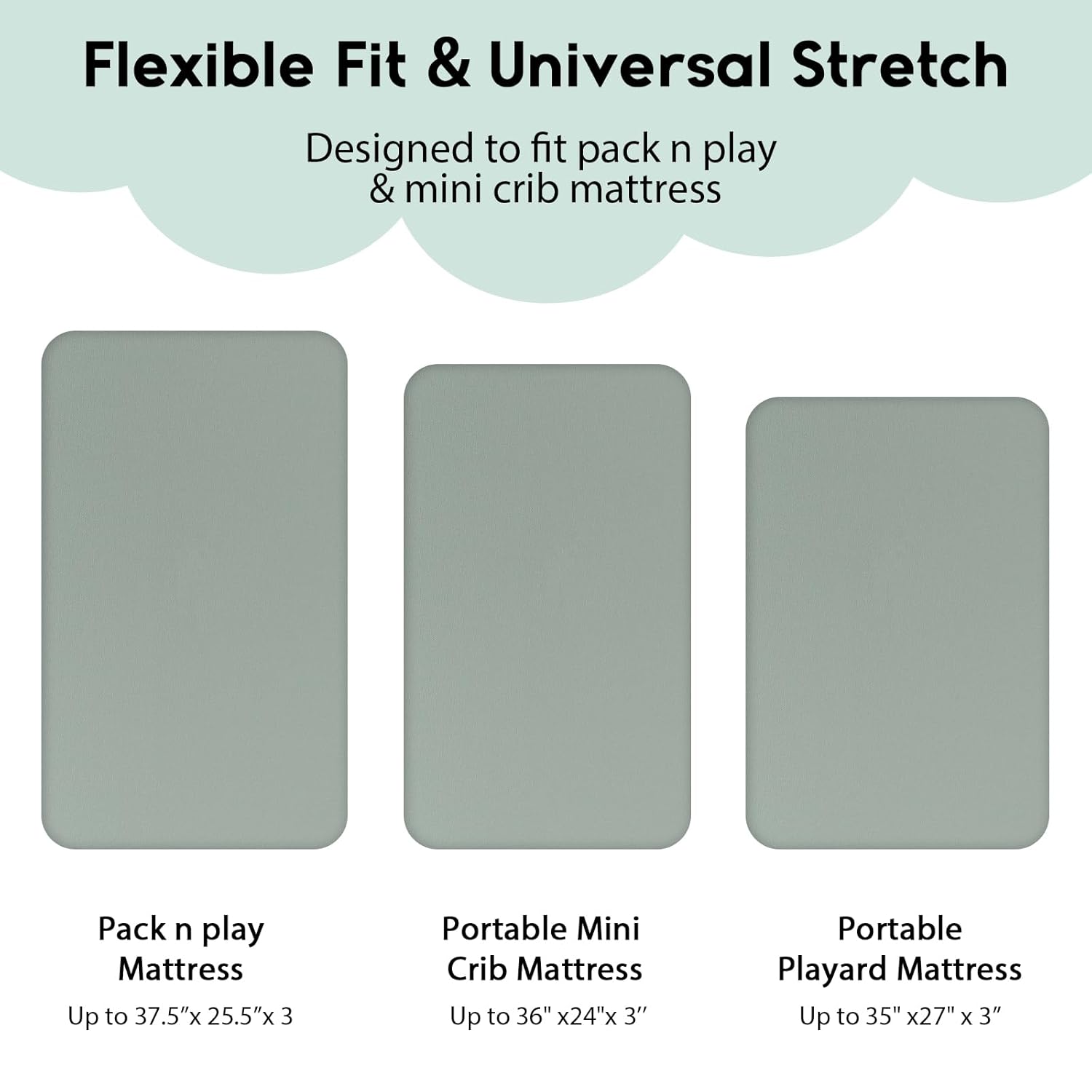 JJEAN-Pack and Play Sheets Fitted, Mini Crib Sheets 2-Pack for Pack N Play Mattress, Stretchy Playard Sheet, Soft and Breathable Green + Leaf