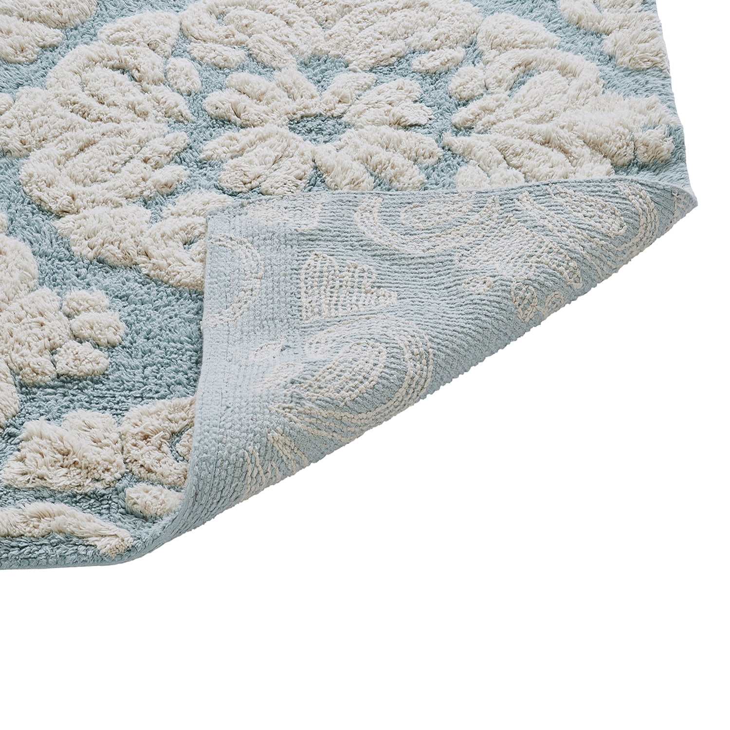 Better Trends U-Shape Toilet Rug 100% Cotton, Non-Slip Rug, Water Absorbent, Machine Washable, (20" x 20") Contour Bath Rug Blue - Madallion Collection
