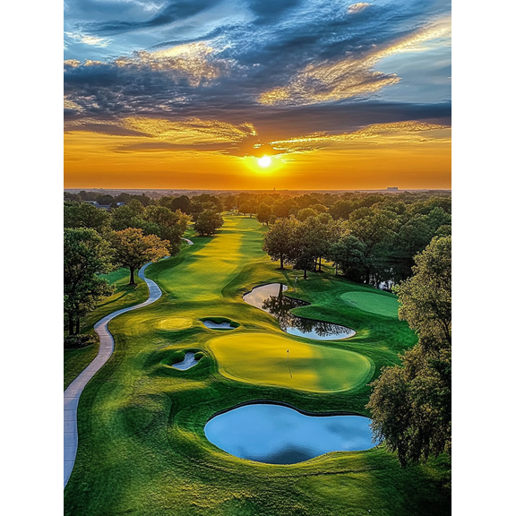 Sunrise Golf Course Canvas Print/Wall Art， Perfect for Living Room， Bedroom， Office， Golf Club， and Home Decor