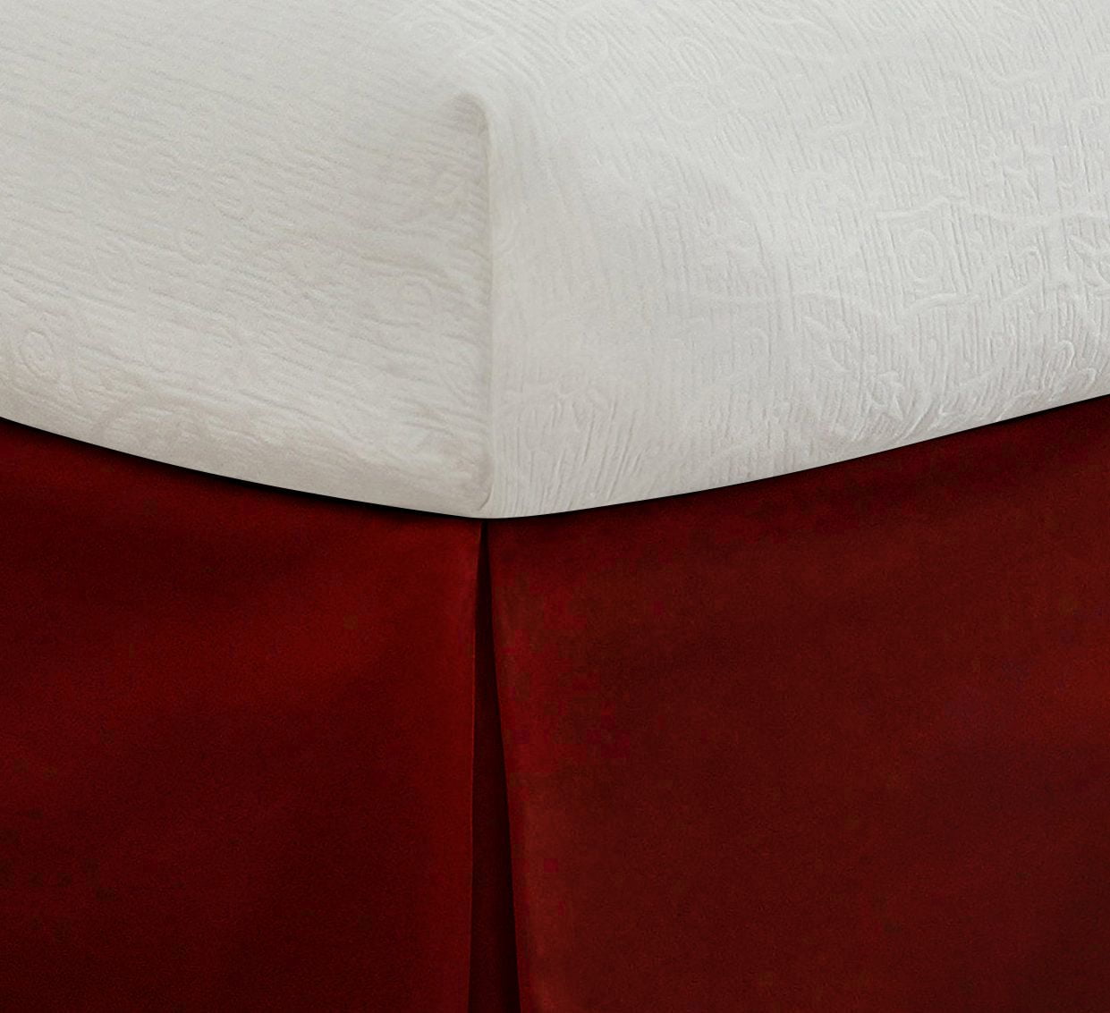 D.N.G. BEDDINGS 1 Piece Split Corner Tailored Bed Skirt, 10 Inch Deep Pocket, 800 Thread Cotton 100% Egyptian Cotton, Queen Size (60" x 80") Inch, Solid Burgundy