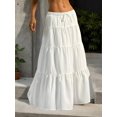 thumbnail image 2 of Women High Waist Layered Ruffle Cake Long Skirt, A-Line Swing Tie Design, Elegant Fairy Draping Bottom, 2 of 8