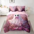 thumbnail image 4 of Homewish Dreamy Floral Halloween Ghost 7pcs Queen Bedding,Pink Bow Daisy Wildflower Print Bedding Comforter Set Queen,Pink Reversible, 4 of 8