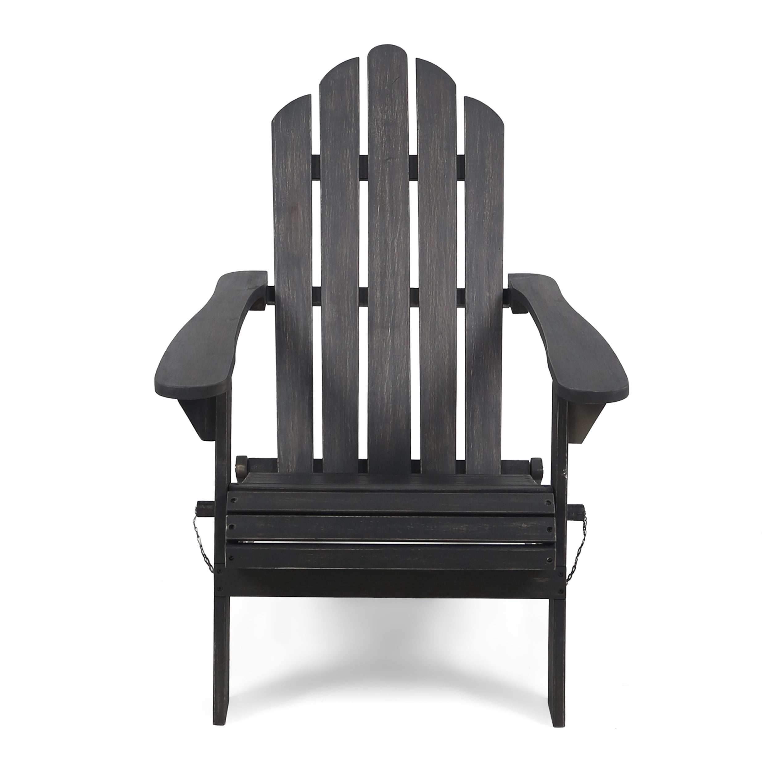Olurrisa Folding Adirondack Chair Dark Grey Acacia Wood – Foldable Patio Deck Outdoor Chair with Weather Resistant Frame, Classic Slat Paneling