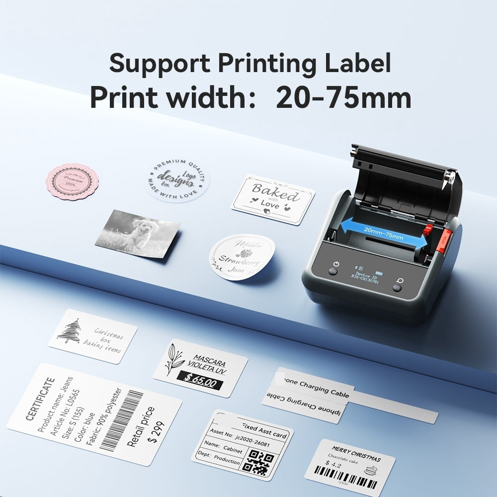 Wireless Label Printer 3 Inch Thermal Business Jewelry Barcode Sticker Maker ,Fast-Drying Ink with Crisp Output