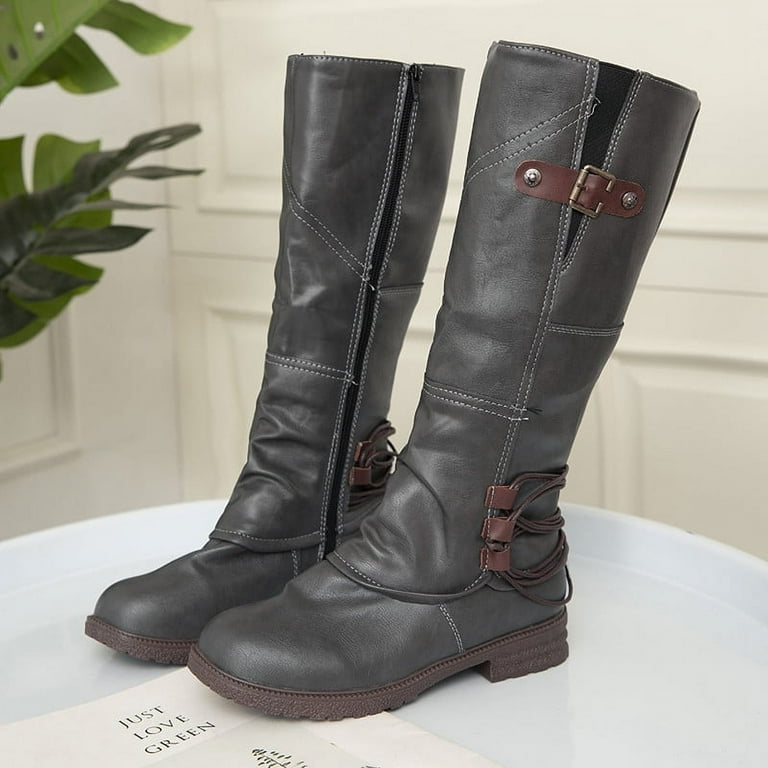 Waterproof Fashion Heel Side Zipper Boots High Color Boots Women s Boots Womens Boots No Heel Lace up Women s Boots No Heel Lace up Boots for Women Wide Width Fashion Winter Boots for