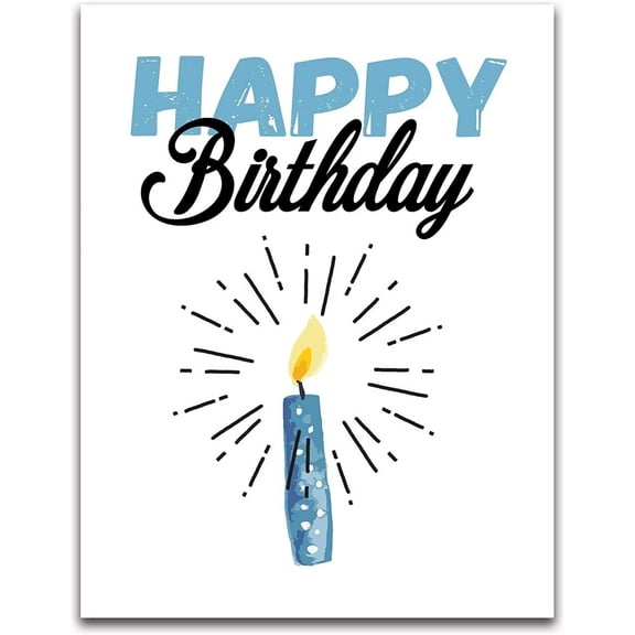 Jumbo Extra-Large Blue Happy Birthday Greeting Card - Measures 11.75" x 9" - Blank on the Inside - Single