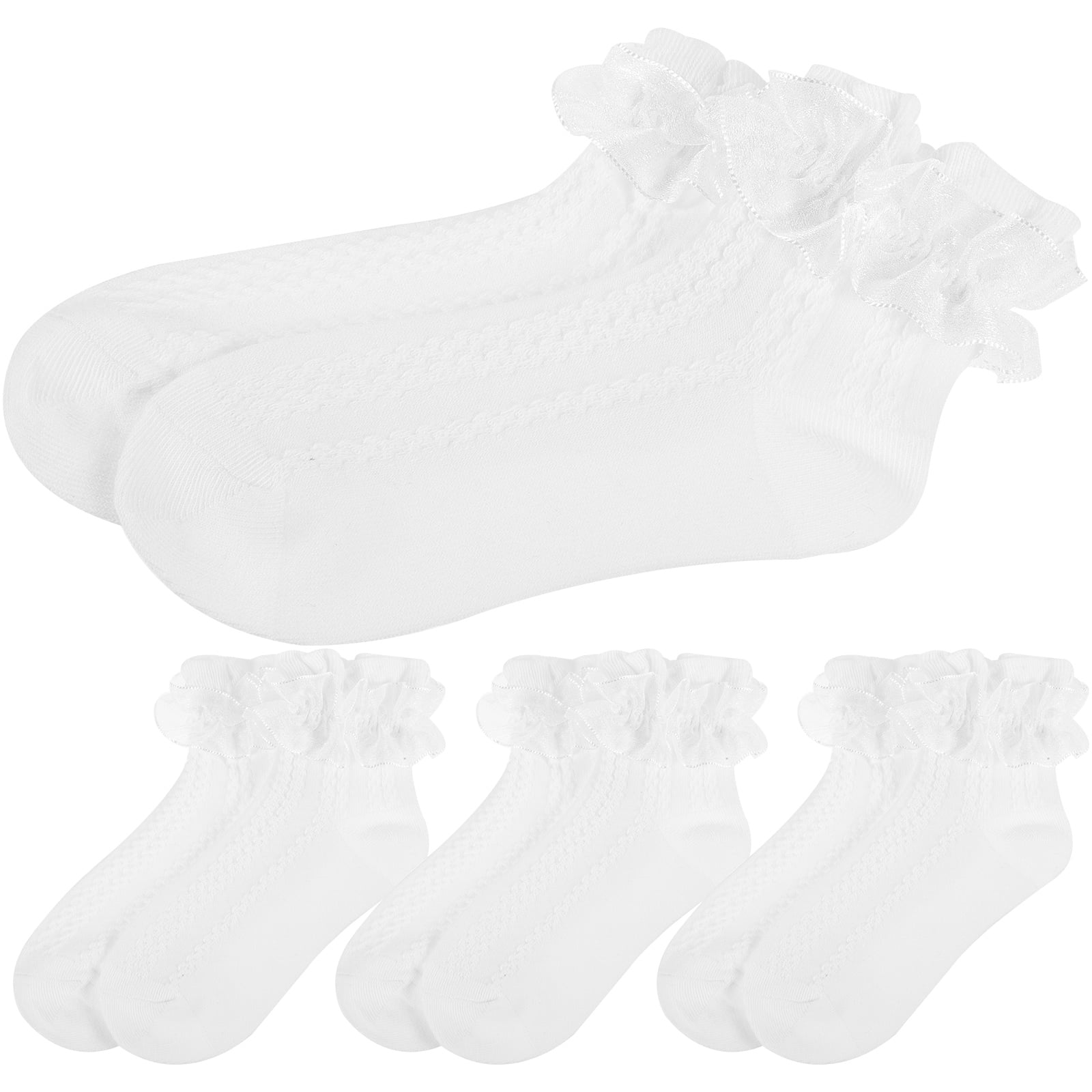 4 Pairs Girls Socks Lace Ankle Socks Toddler Dress Socks Breathable