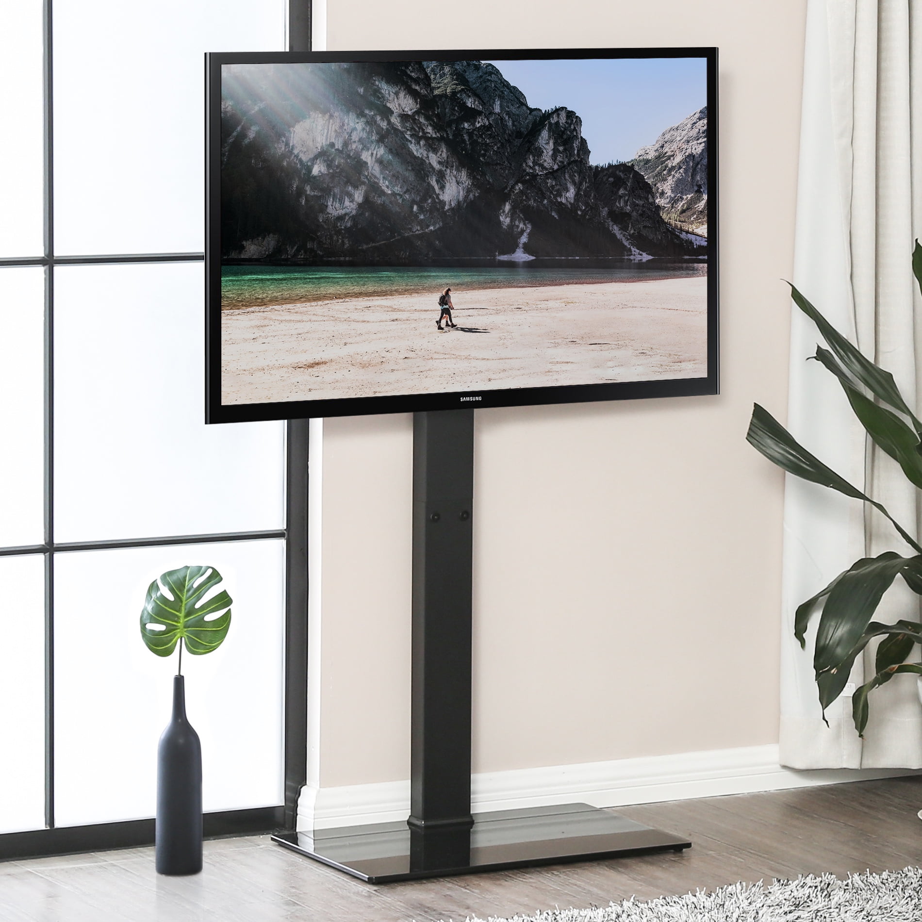 FITUEYES Universal TV Stand Base with Swivel Mount Height Adjustable
