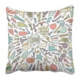 thumbnail image 1 of RYLABLUE Cartoon Sketch Arrows and Speech Bubbles Doodle Colored Collection White All and Organized Pillowcase 16x16 inch, 1 of 1