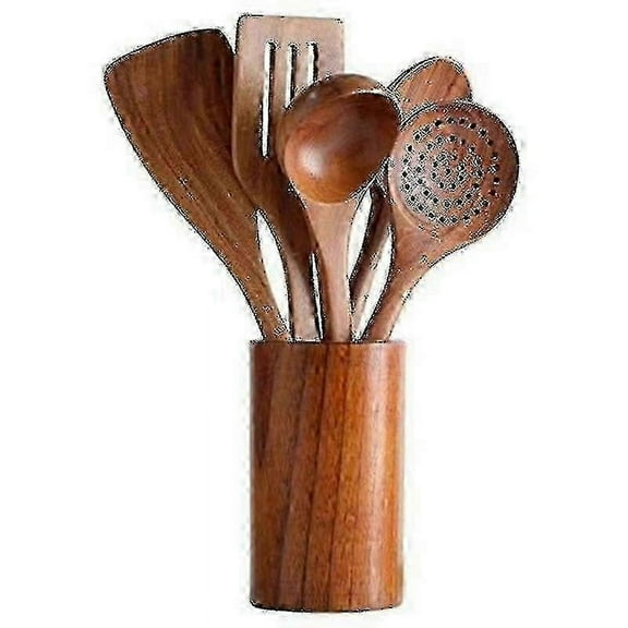 Wooden Spoons For Cooking Teak Wooden Utensils Set Wood Spatula For Nonstick Cookware Kitchen Utensils Set