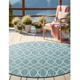 thumbnail image 6 of Unique Loom Outdoor Trellis Collection Area Rug - Gitter (4' Round Light Aqua/Ivory), 6 of 8
