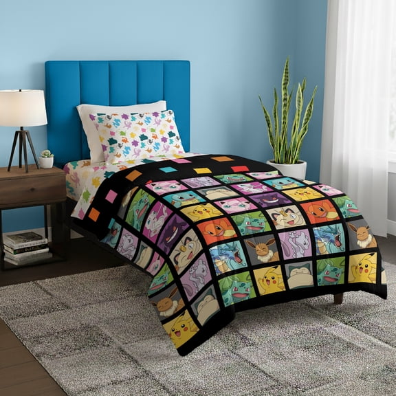 Pokemon Kanto Favorites Pikachu, Charmander, Squirtle, Twin Bed in a Bag Set, Comforter, Sheet & Pillowcase