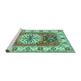 thumbnail image 2 of Ahgly Company Machine Washable Indoor Square Persian Turquoise Blue Traditional Area Rugs, 4' Square, 2 of 4