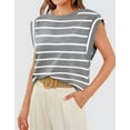 thumbnail image 3 of Cap Sleeve Striped Tops for Women Summer Top Basic Tee Shirts Casual Tank Loose Fit 2024 Fashion Shermie, 3 of 6