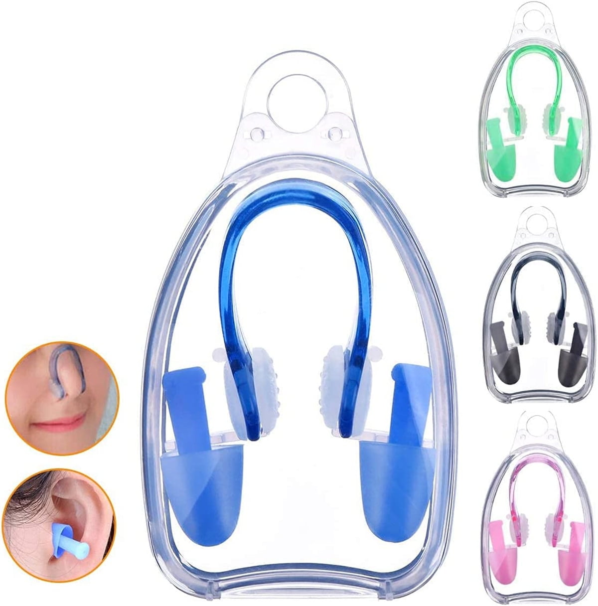 4 Sets Waterproof Silicone Swimming Earplugs Nose Clip Plugs,Casewin Ear & Nose Protector Swimming Sets Box Package