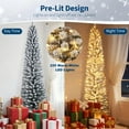 thumbnail image 5 of Pre-Lit Snow Flocked Pencil Christmas Tree, Fir Hinged Slim Skinny Corner Xmas Tree with Incandescent Warm White Lights & Snow Branch Tips, 5 of 7