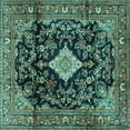thumbnail image 1 of Ahgly Company Indoor Square Persian Turquoise Blue Traditional Area Rugs, 4' Square, 1 of 4
