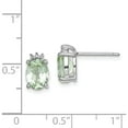 thumbnail image 4 of Sterling Silver Rhodium-Plated Oval Green Quartz And Diamondearrings (10 X 6) Made In India qdx467, 4 of 5