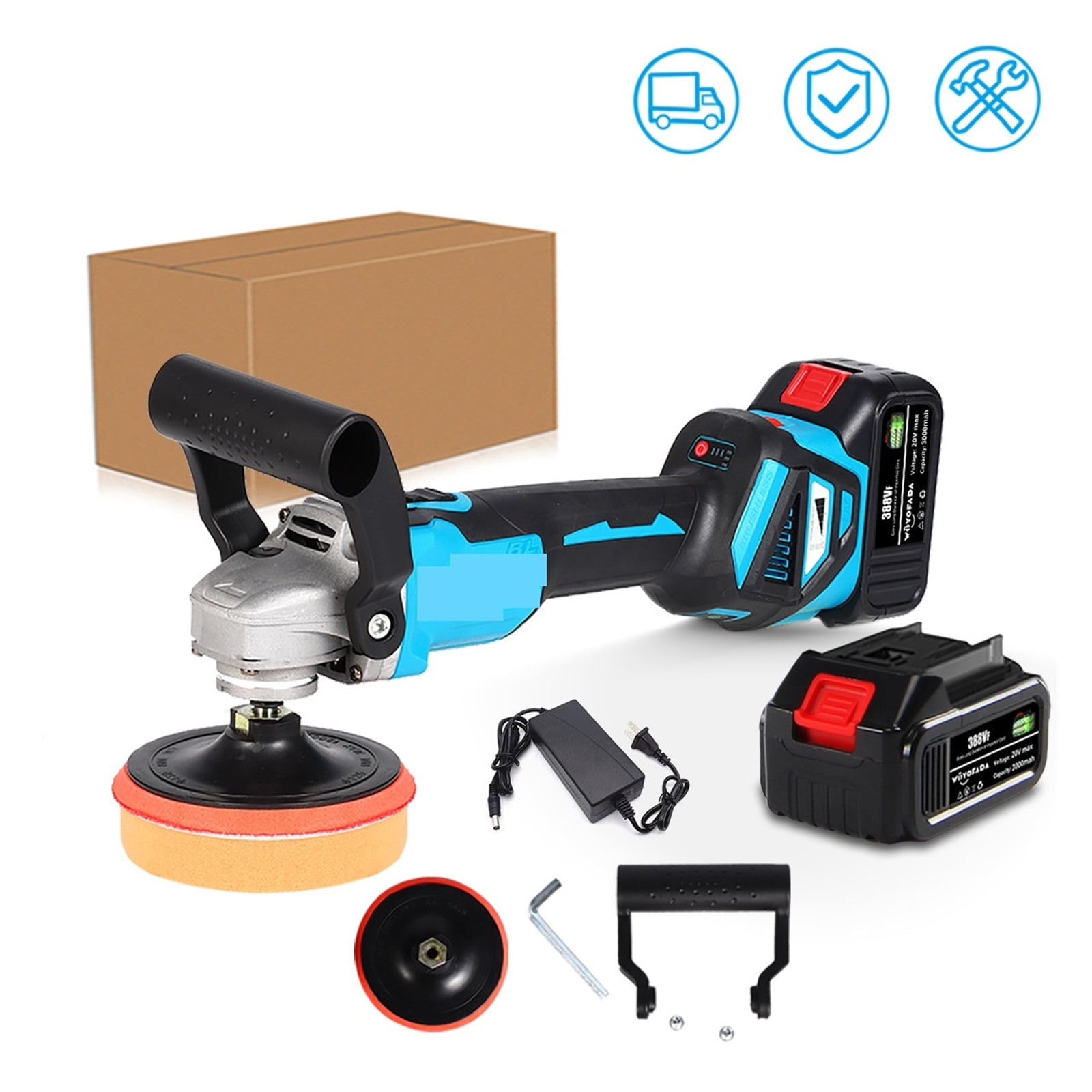 Car Polisher Brushless Angle Grinder 1600W Variable Speed Car Waxing Polishing Machine For 18V Battery