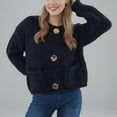 thumbnail image 3 of YooGuoGuo Women's Chunky Cardigans Sweaters Casual Long Sleeve Crochet Open Front Knit Button Outerwear Coats with Pockets, 3 of 6