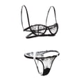 thumbnail image 3 of Body para mujer Conjunto de lencería corporal Lencería con Ropa interior para dormir, Negro / Rojo S Baoblaze Bragas de sujetador de encaje de mujer, 3 of 8